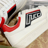 Men's Basket Series White/Red Leather Sneakers| 697882 2SHJ0 9090