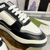 MAC80 Series Men's Embroidered Interlocking Double G Sneakers (Black and White Color-Block) |756811 AAB79 1051