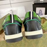 Men's MAC80 Interlocking G Black and Green Leather and Fabric Sneakers| 749896 AAB79 9148