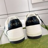 MAC80 Series Black and White Leather Interlocking Double G Women's Sneakers |747914 AAB79 9151