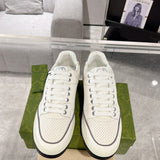 MAC80 Series Double G Embroidered Low-Top Men's Sneakers (Off-White and Gray Leather Panel)| 757604 AAB79 9154