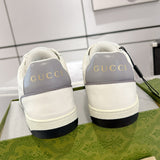 MAC80 Series Double G Embroidered Low-Top Men's Sneakers (Off-White and Gray Leather Panel)| 757604 AAB79 9154