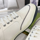 MAC80 Series Double G Embroidered Low-Top Men's Sneakers (Off-White and Gray Leather Panel)| 757604 AAB79 9154