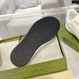 MAC80 Series Double G Embroidered Low-Top Men's Sneakers (Off-White and Gray Leather Panel)| 757604 AAB79 9154