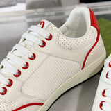 MAC80 Series Off-White/Red Leather and Fabric Men's Interlocking Double G Sneakers| 749896 AAB79 9150