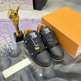 Men's Trainer Sneakers Black Embossed Calfskin Yellow/Ochre Lining |1AHTSW