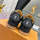 Men's Trainer Sneakers Black Embossed Calfskin Yellow/Ochre Lining |1AHTSW