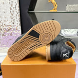 Men's Trainer Sneakers Black Embossed Calfskin Yellow/Ochre Lining |1AHTSW