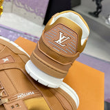 Men's Trainer Sneakers Brown Calfskin Damier Embossed 1AHTTF