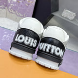 Men's  Trainer Sneakers Black/White Calfskin and Denim| 1A9ZB0