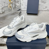 B22 Men's White/Silver Technical Mesh and Smooth Cowhide Low-Top Sneakers |3SN231YJG_H000