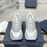 B22 Men's White/Silver Technical Mesh and Smooth Cowhide Low-Top Sneakers |3SN231YJG_H000