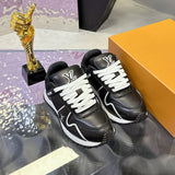 Men's Run Away Maxi Sneakers in Black & White Smooth Calfskin |1AHSS0