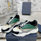 Men's B22 Series Sneakers White Mesh, Green Cowhide Leather Panels| 3SN231ZTA H668