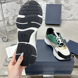 Men's B22 Series Sneakers White Mesh, Green Cowhide Leather Panels| 3SN231ZTA H668