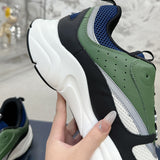 Men's B22 Series Sneakers White Technical Mesh Base with Forest Green Leather Panels |3SN231YKC_H565