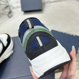 Men's B22 Series Sneakers White Technical Mesh Base with Forest Green Leather Panels |3SN231YKC_H565