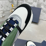 Men's B22 Series Sneakers White Technical Mesh Base with Forest Green Leather Panels |3SN231YKC_H565