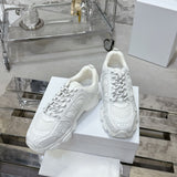 Women's Chrono Sneakers Mesh Fabric and White Leather-Effect Panels| KCK414TRM_S10W