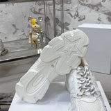 Women's Chrono Sneakers Mesh Fabric and White Leather-Effect Panels| KCK414TRM_S10W