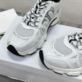 Women's Chrono Sneakers Mesh Upper with White and Black Leather-Effect Panels| KCK414TRM_S19W