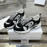 Women's Chrono Low-Top Sneakers in Black & White Mesh Fabric with Leather-Effect Material |KCK414TRM_S19W
