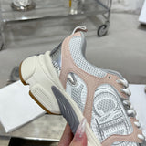 Women's Chrono Sneakers White mesh fabric with nude and silver laminated leather effect overlays| KCK414TRL_S49G