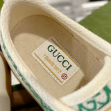 Women's Tennis 1977 Green/White GG Canvas Chunky-Sole Sneakers| 746766 FAC1Y 8445