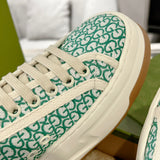Women's Tennis 1977 Green/White GG Canvas Chunky-Sole Sneakers| 746766 FAC1Y 8445