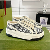 Tennis 1977 Women's GG Black Canvas Chunky-Sole Sneakers| 746766 FAC1Y 8445