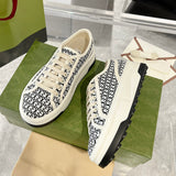 Tennis 1977 Women's GG Black Canvas Chunky-Sole Sneakers| 746766 FAC1Y 8445