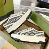 Tennis 1977 Women's GG Black Canvas Chunky-Sole Sneakers| 746766 FAC1Y 8445