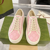 Women's Tennis 1977 Series Pink GG Subtle Print Chunky-Sole Canvas Sneakers |782737 FAC9X 5949