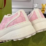 Women's Tennis 1977 Series Pink GG Subtle Print Chunky-Sole Canvas Sneakers |782737 FAC9X 5949
