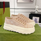 Women's Pink Canvas Platform Sneakers 746766 FABZZ 5641