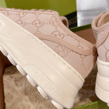 Women's Pink Canvas Platform Sneakers 746766 FABZZ 5641