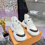 Women's Archlight 2.0 Platform Sneakers White/Brown Calfskin with Technical Mesh |1ABHZN