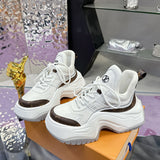 Women's Archlight 2.0 Platform Sneakers White/Brown Calfskin with Technical Mesh |1ABHZN