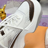 Women's Archlight 2.0 Platform Sneakers White/Brown Calfskin with Technical Mesh |1ABHZN