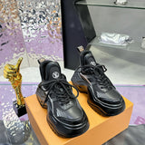 Women's Archlight 2.0 Thick-Sole Sneakers in Black Calfskin and Monogram Canvas |1ABHZ7