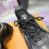 Women's Archlight 2.0 Thick-Sole Sneakers in Black Calfskin and Monogram Canvas |1ABHZ7