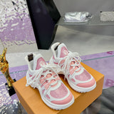 Women's Archlight Sneakers in White/Pink Calfskin and Technical Fabric |1ABP72