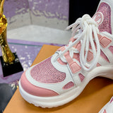 Women's Archlight Sneakers in White/Pink Calfskin and Technical Fabric |1ABP72