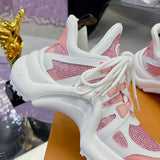 Women's Archlight Sneakers White/Pink Calfskin, Technical Fabric and Nylon Blend| 1A9RUT