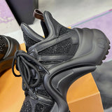 Women's Archlight Sneakers with Black Background and Rhinestones |1AICTP