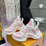 Women's Archlight Sneakers in White and Pink Calfskin with Technical Fabric Panels |1ABP72