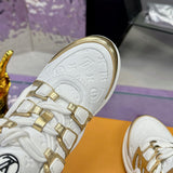 Women's Archlight Sneakers in White Technical Fabric and Gold Patent Leather| 1A52J2