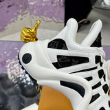 Women's Archlight Sneakers in White, Black Calfskin, and Mesh| 1A43KV
