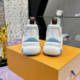 Women's Archlight Series Sneakers in White and Blue Calfskin Leather with Technical Fabric |1A43KX