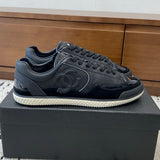 Women's Spring/Summer New Arrival: Black Alligator-Grain Calfskin and Patent Leather Paneled “Dexun” Sneakers |G47074 B23749 U8327